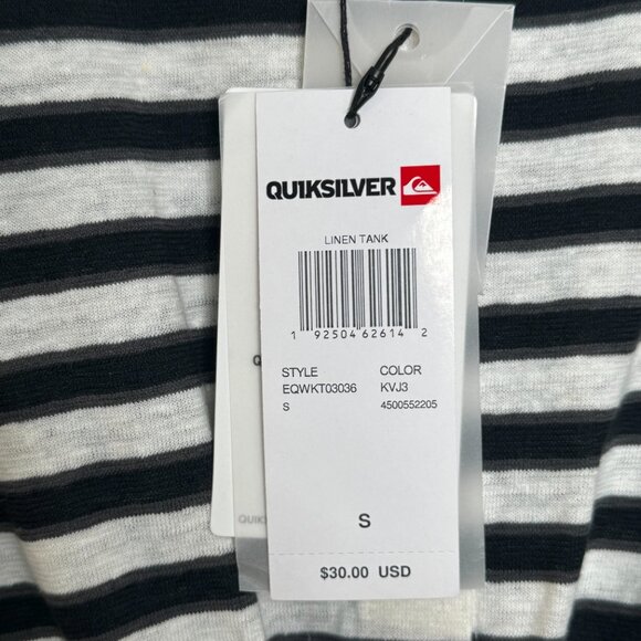 Quicksliver Black and white Striped Tanktop new with tags - Picture 3 of 3
